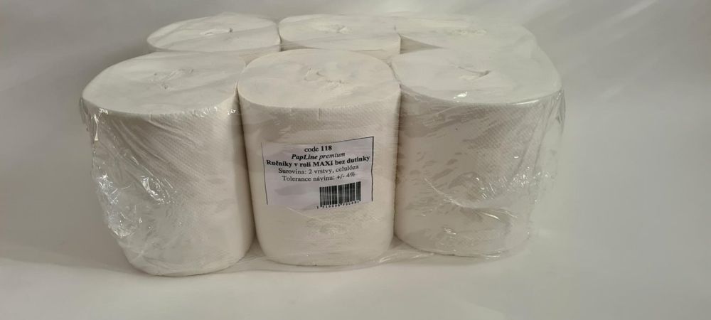 WEBHIDDENBRAND Papierové uteráky v rolke - 2vrstvové, biele, bez dutinky, 6 roliek